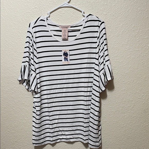 Philosophy Tops - Philosophy Women's Black And White Striped Top. NWT. Size XXL.